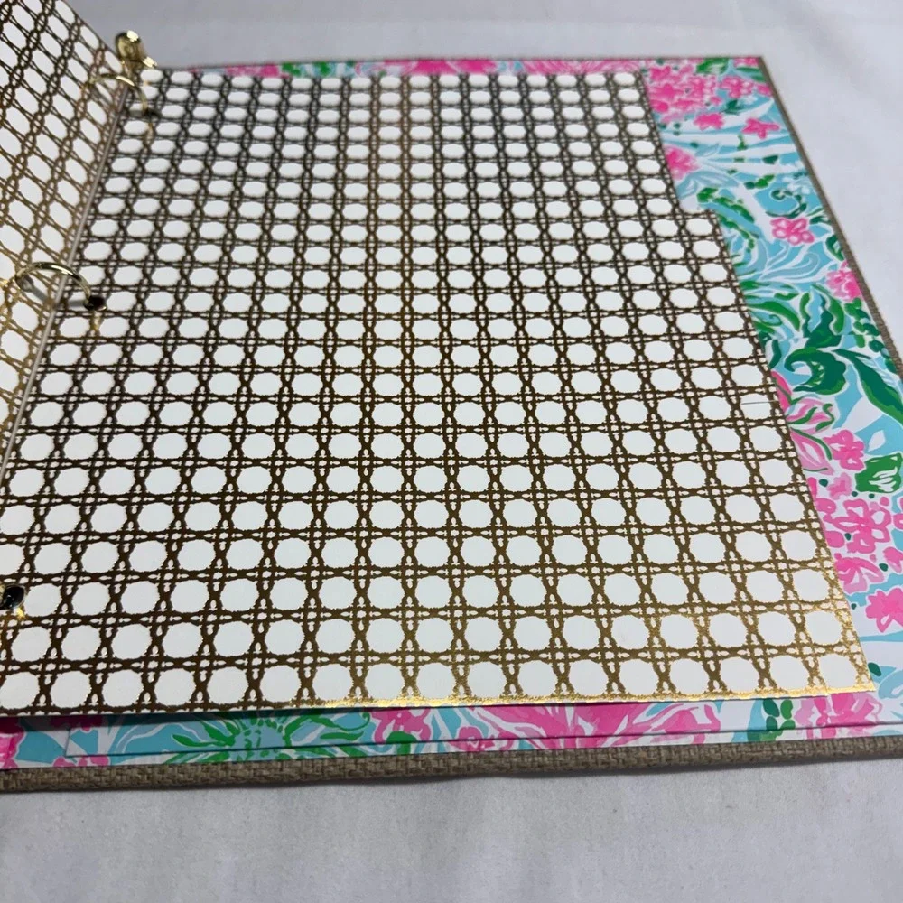 Lilly Pulitzer Large Agenda Planner Binder Floral Gold Ring 12x10 Refillable